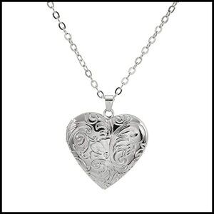 Vintage Engraved Locket Necklace Elegant Minimal Chic Personalized Picture